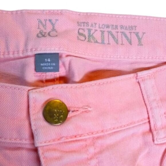 NY & Co Size 14 Jeans Womens Pink Denim Skinny Cotton/Spandex - Picture 2 of 14